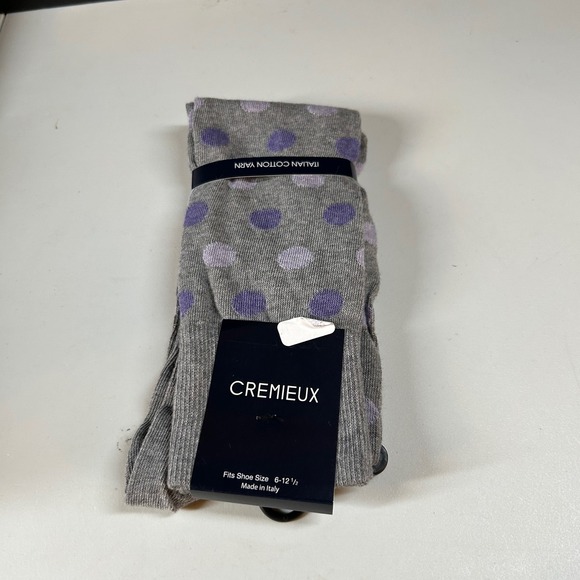Cremieux Italian Cotton Yarn Dress Socks Polka Dot Gray Purple Size 6-12.5 - Picture 1 of 6